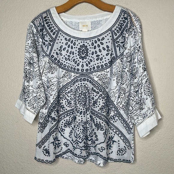 NWOT Anthropologie Maeve Ester Eyelet Top Scalloped Hem Embroidered Size Small - Picture 11 of 17